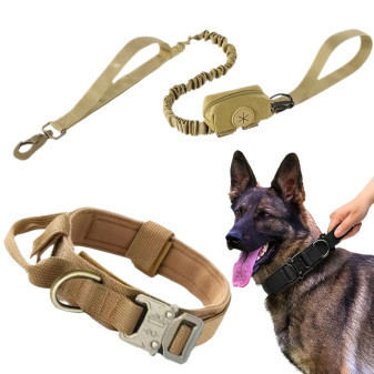 Obojek a vodítko pro psy XL, khaki