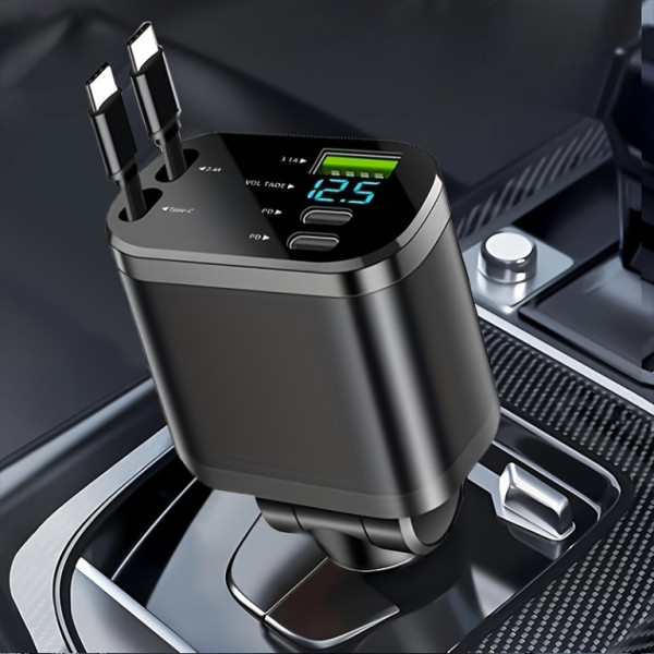 Nabíječ do auta, výsuvný, rychlý 120W, černý