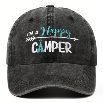 Kšiltovka s nápisem Im happy camper, černá