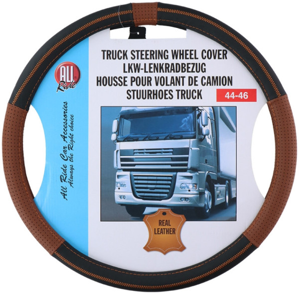 Potah volantu kožený TRUCK hnědo-černý 44-46cm