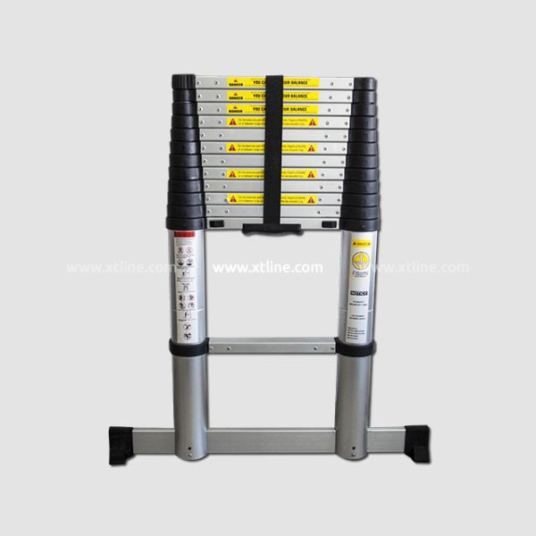 Žebřík teleskopický 3,8m, 12 příček, do 150kg, délka 86cm, šířka 50cm/ se základnou 81cm