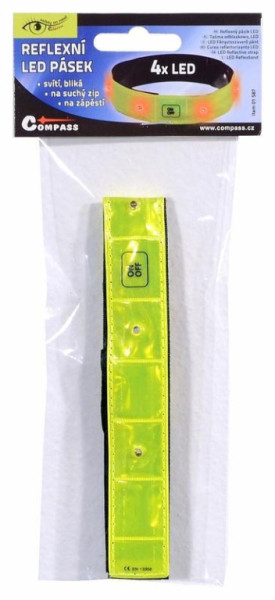 Pásek reflexní svítící 4 LED 41x2,5cm