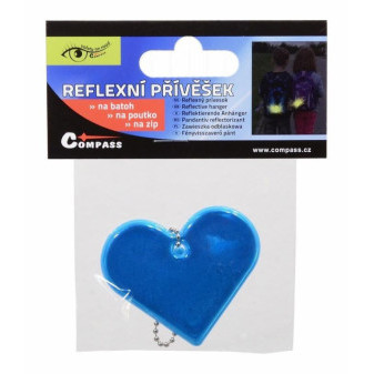 Přívěšek reflexní SRDCE modrý, 6x5cm