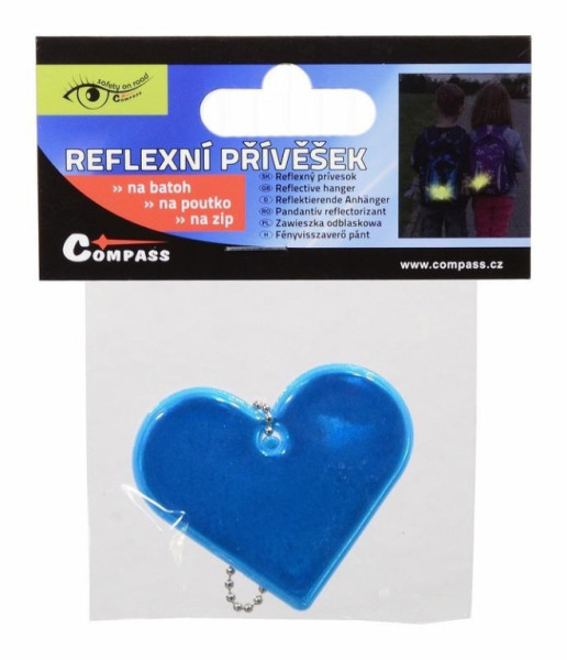 Přívěšek reflexní SRDCE modrý, 6x5cm