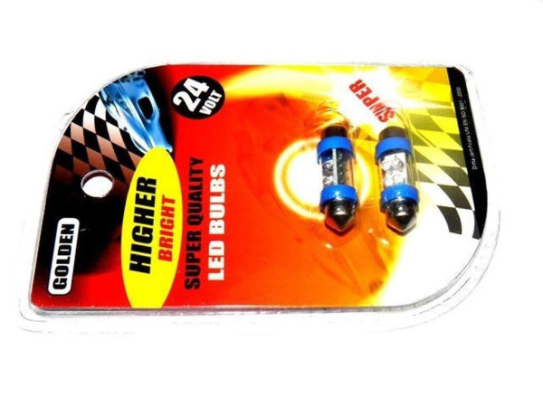 Žárovka 4LED 24V sufit modrá 2ks - 36 mm