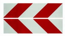Samolepka reflexní červeno bílé šrafování (560x140 mm) sada 2 ks, reflexní třída 2