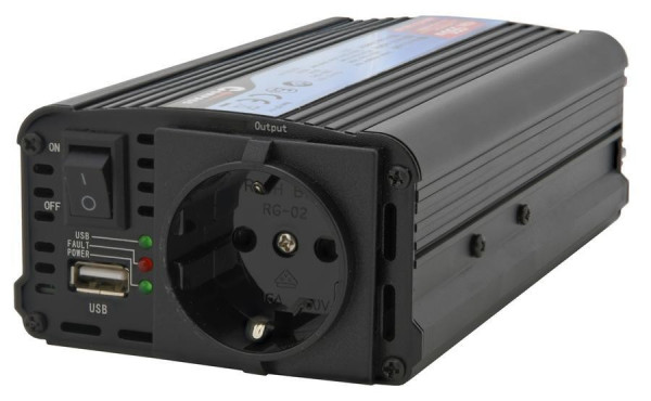 Měnič napětí 12 / 230 V 550 W – USB, ventilátor, autozapalovač i baterie