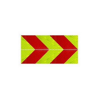 Samolepka reflexní červeno žluté šrafování (560x140 mm) sada 2 ks, reflexní třída 3