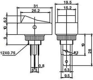Vypínač kolébkový ON-OFF 1pol.12V/20A