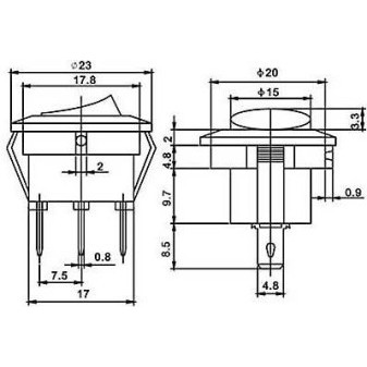 Vypínač kolébkový ON-OFF 12V/16A červený