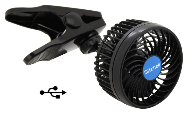 Ventilátor Mitchell 115mm, USB 5V, klips