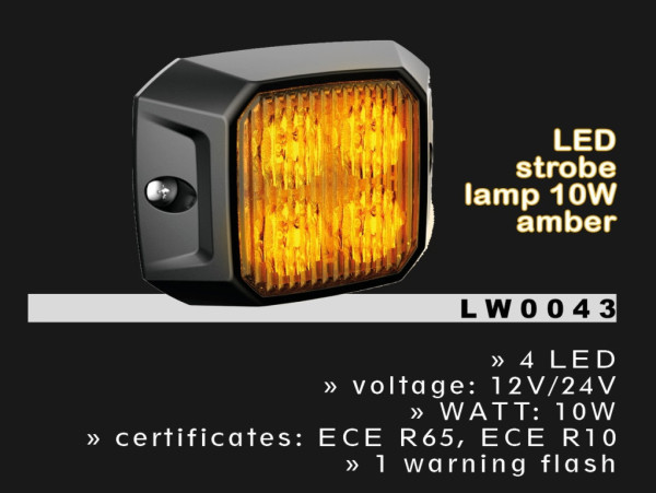 Svítilna výstražná 12V/24V 4 LED 10W W R10 R65