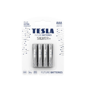 Baterie AAA SILVER 1,5V alkalická TESLA - balení 4 kusů
