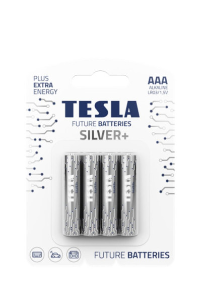 Baterie AAA SILVER 1,5V alkalická TESLA - balení 4 kusů