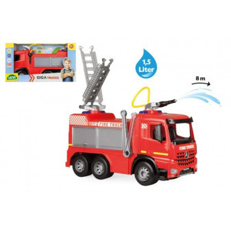 Hračka Mercedes auto hasiči plast 65cm stříkací vodu nádržka 1,5l v krabici 71x40x28cm