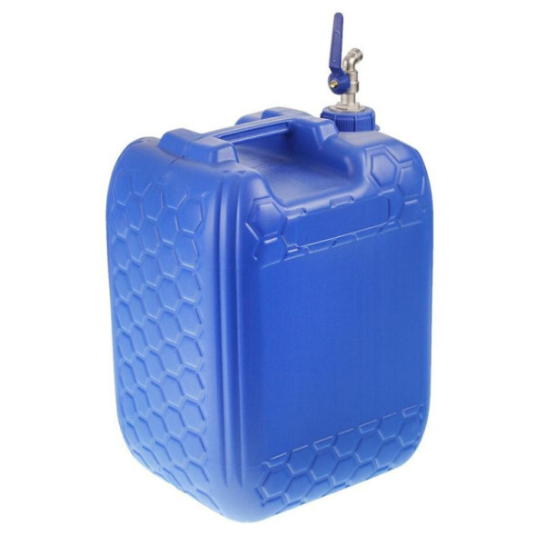 Nádrž na vodu 20L s kovovým kohoutem bez horního závitu - kanystr (modrý)