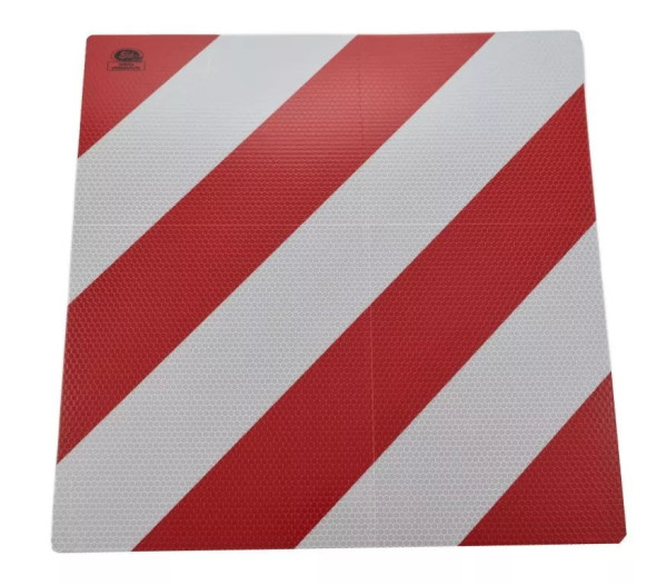 Tabule reflexní červeno bílá pro nadměrný náklad levá (500x500 mm), reflexní, pozink