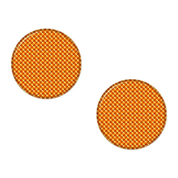 Samolepka odrazka 3D kulatá, 5cm, oranžová, reflexní prvky, 2ks