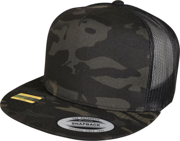 Čepice kšiltovka Snapback, FLEXFIT Yupoong Trucker, šíťkovaná, maskáčová