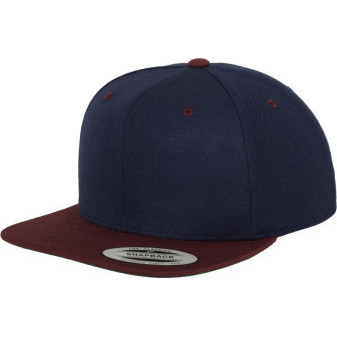 Čepice kšiltovka Snapback, FLEXFIT Yupoong baseballová, kaštanovo-námořní modrá