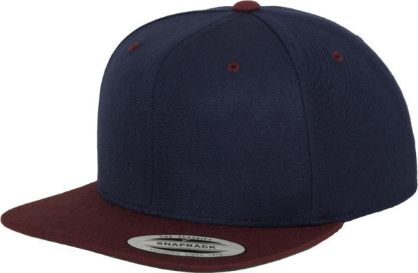 Čepice kšiltovka Snapback, FLEXFIT Yupoong baseballová, kaštanovo-námořní modrá