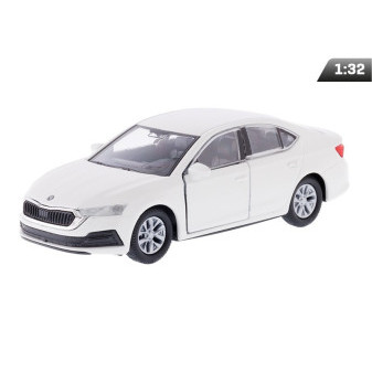 Hračka Model Škoda Octavia bílá 13,5x6,7cm v krabici 25x14,5x4,5cm