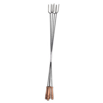 Vidlice grilovací s dřevěnou rukojetí 100cm, sada 4ks