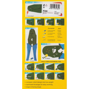 Kleště na neizolované úhlové fastony 6,3 mm – lisovací, délka 230 mm, HS-06FL