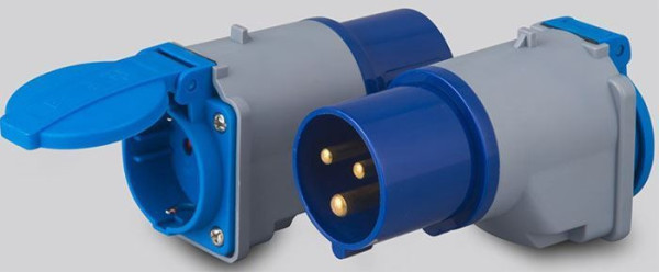 Adaptér 230V 3kolík/ 230V EURO+CZ, krytí IP54
