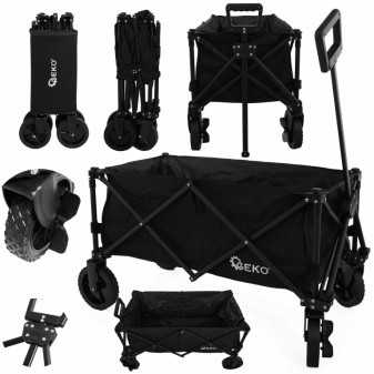 Kempingový vozík skládací černý, 127L, 100Kg