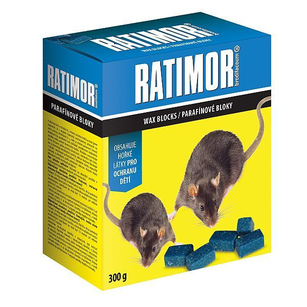 Nástraha na myši Ratimor brodifacoum voskový blok 300g