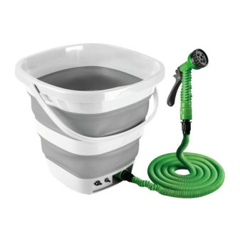 Vědro skládací 15 litrů, s rukojetí a čerpadlem se sprchovou pistolí