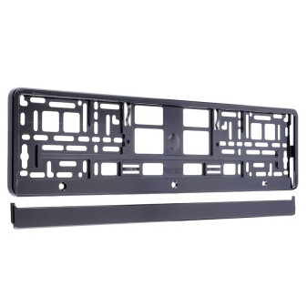 Podložka pod SPZ metalická, černá - komplet