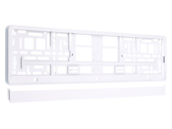 Podložka pod SPZ metalická, bílá - komplet