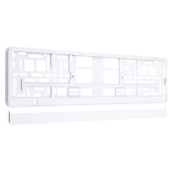 Podložka pod SPZ metalická, bílá - komplet