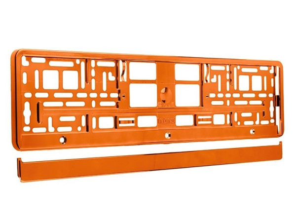 Podložka pod SPZ metalická, oranžová - komplet