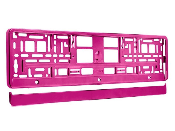 Podložka pod SPZ metalická, růžová - komplet