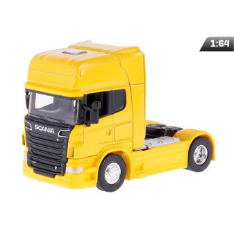 Hračka model 1:64, Scania V8 R730, tahač, žlutý