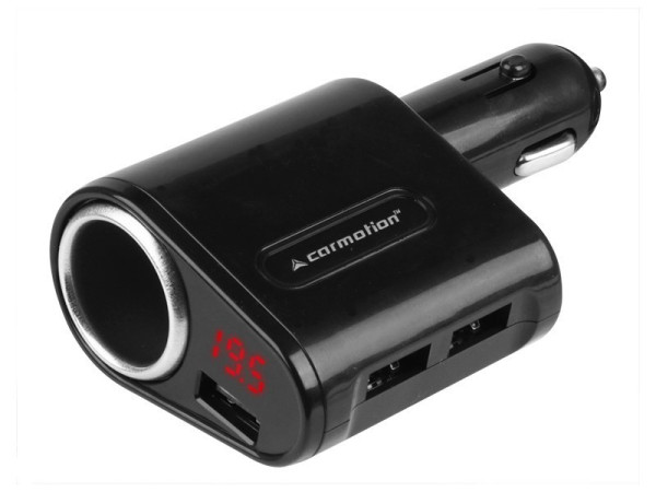 Nabíječka 3x USB, 5A Max s voltmetrem 8-30V a EURO zásuvkou max. 120W