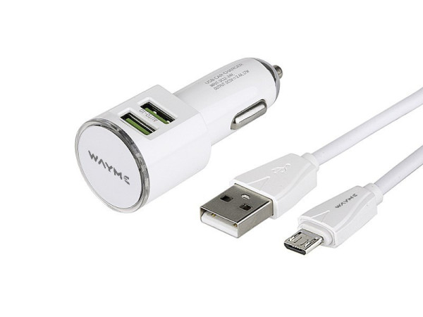Nabíječka WAYME 12/24V 2x USB 3,4A + kabel s micro USB konektorem