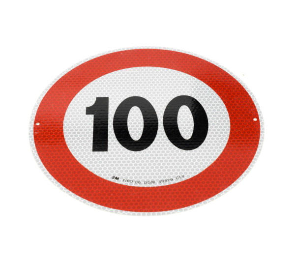 Cedule rychlosti 100 km reflexní, pevný podklad