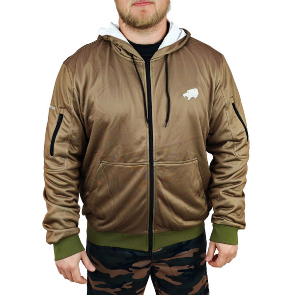 Mikina béžová s kapucí SMILODON polyester, XXXL