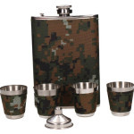 Placatka Khaki 200ml se 4 panáky a nálevkou - dárková sada