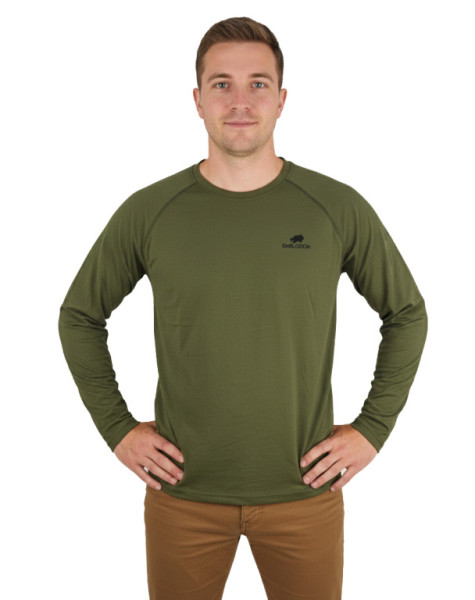 Tričko olivové, dlouhý rukáv, 100% bavlna, Smilodon, XL