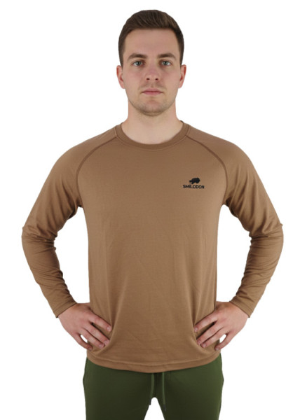 Tričko hnědé, dlouhý rukáv, 100% bavlna, Smilodon, XXXL