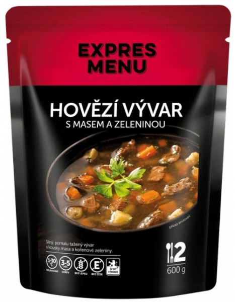 Expres Menu Hovězí vývar s masem a zeleninou - 2 porce 600g